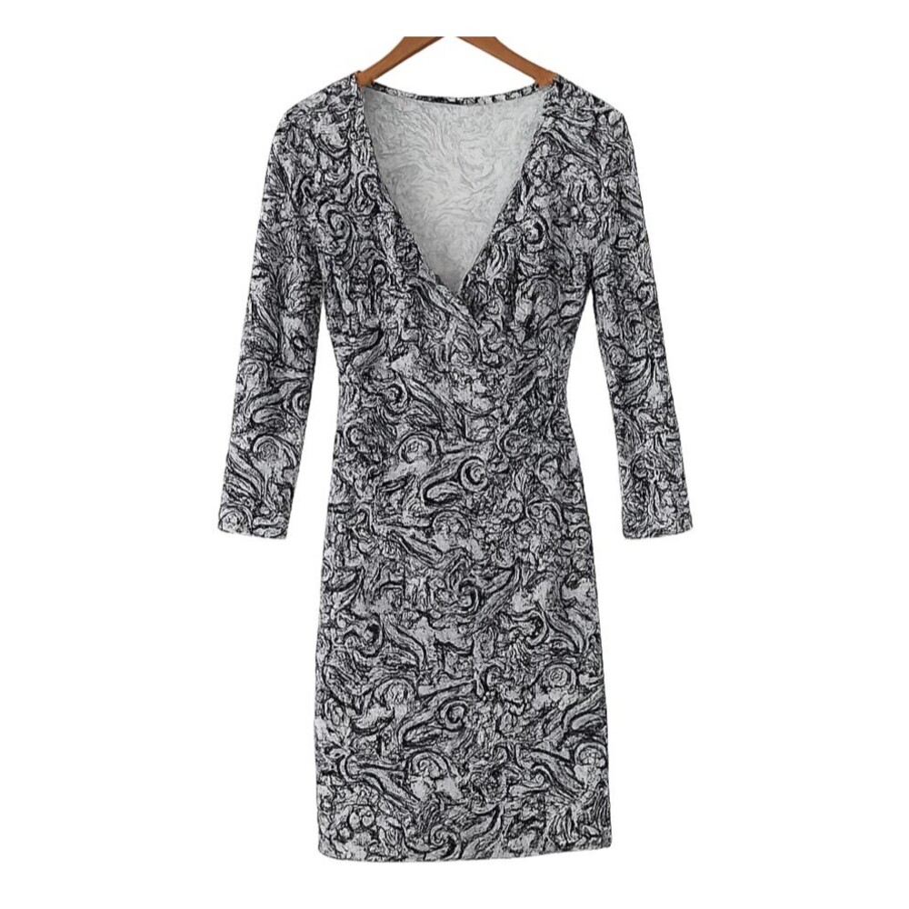 Jude Connally Jude Cloth Paisley Faux Wrap Midi Dress Long Sleeve Small S
